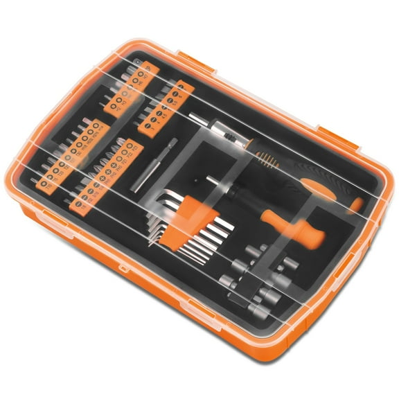51 Pcs Protable Repair Hand Tool Combination Kit Screwdriver & Bit Set & SAE Hex Keys & Sockets Orange