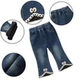 thumbnail image 4 of YTDSCS Toddler Kids Girls Spring Fall Denim Bell Bottom Jeans Elastic Waist Infant Denim Pants Bottoms Stretch Fitted Pants Little Girls Flared Jeans for 6M-7Years, 4 of 9