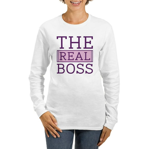 CafePress - The Real Boss Women's Long Sleeve T Shirt - Women's Long Sleeve Graphic Casual T-Shirt