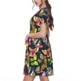 thumbnail image 2 of Easygdp Butterfly Wild Insect para Vestido Transpirable de Mujer, Vestido Suelto de Manga Corta con Pliegues y Bolsillos para el Verano, 2 of 6