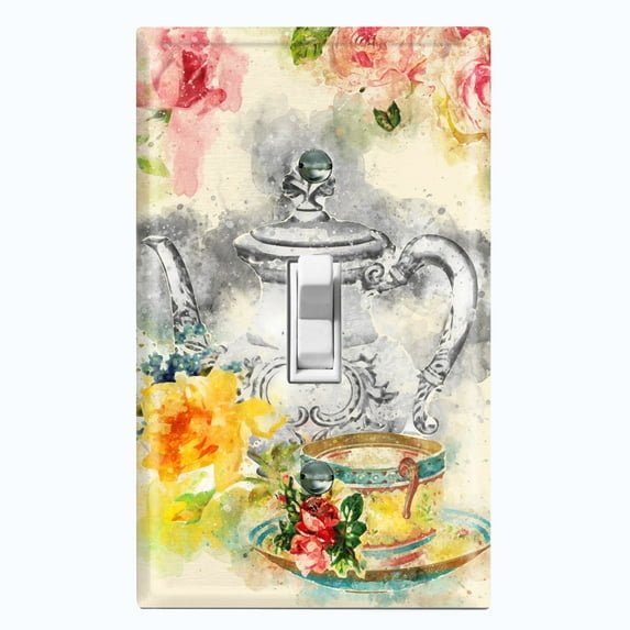 Metal Light Switch Plate Outlet Cover Flower Teapot ROS007