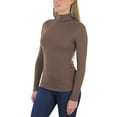 thumbnail image 3 of ToBeInStyle Women's Soft Cotton Long Sleeve Turtleneck Sweatshirt - Chestnut - 1X, 3 of 6