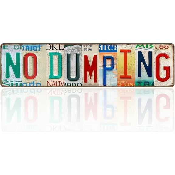 Vintage No Dumping Metal Tin Signs No Garbage Sign No Dumping Signs Private Property No Littering Sign 16x4 In