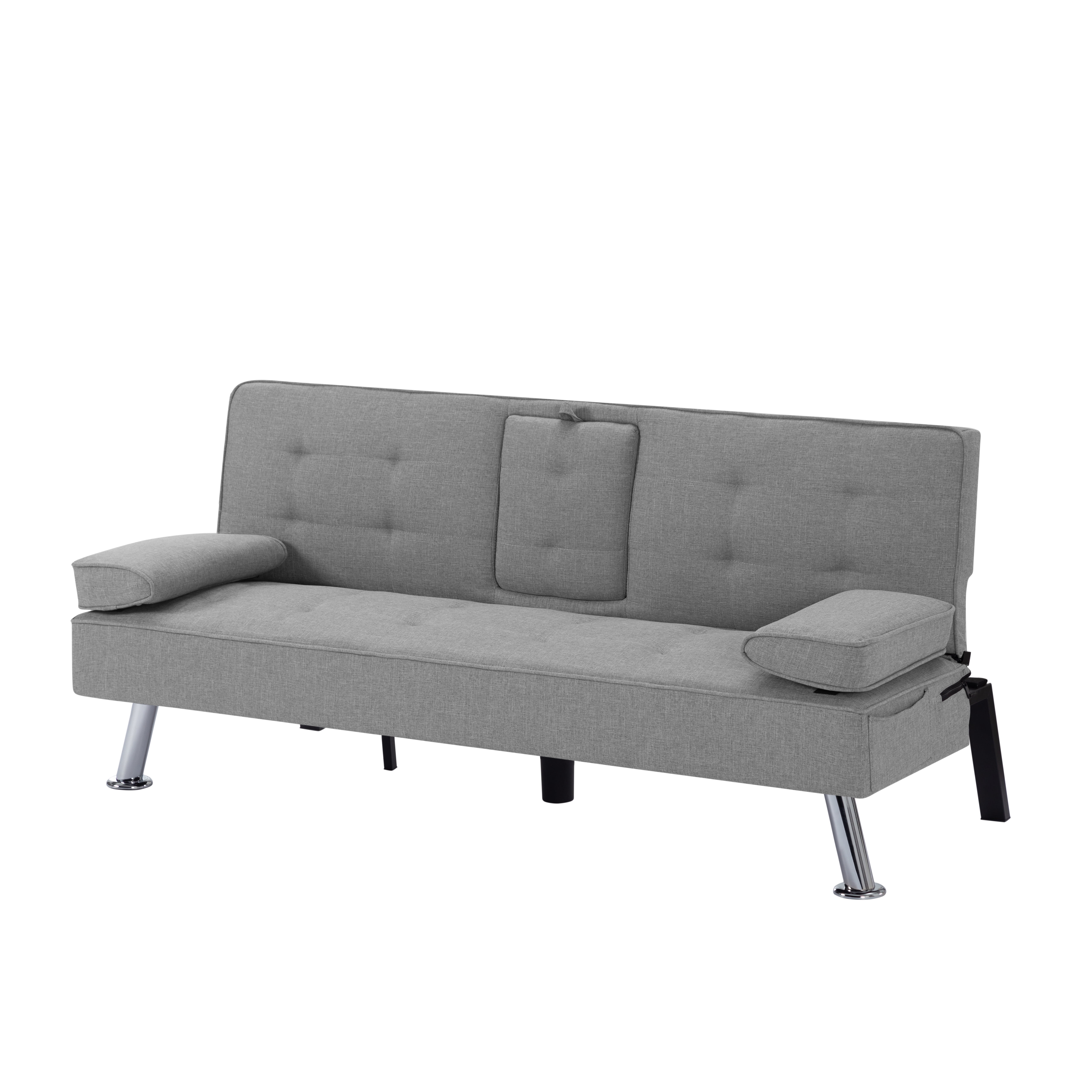 Gewnee Futon Sleeper Sofa Bed Modern Polyester Couch Convertible Folding Recliner Living Room Furniture with 2 Cup Holders for Guest Room,Living Room