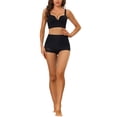 thumbnail image 2 of INSPIRAR CHIC Bragas de encaje de talle alto para mujer, moldeador de cuerpo, levantador de glúteos, control de abdomen, color negro, 2 of 4