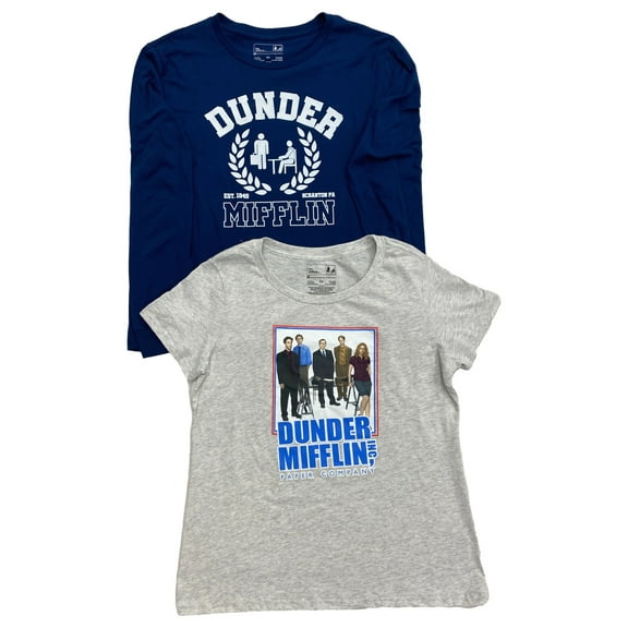 The Office Womens (Juniors) Navy Blue & Gray 2pc T-Shirt Tee Shirt Set XX-Large