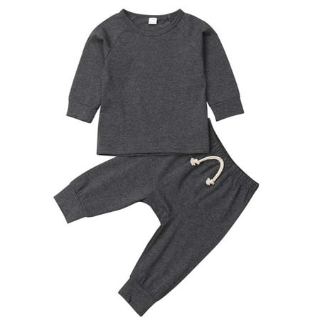 

JYYYBF Newborn Infant Baby Boy Girl Long Sleeve Pajamas Set Sleepwear Nightwear Clothes Outfit Gray 0-6 Months