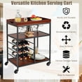 thumbnail image 5 of Gymax 3 Tier Storage Kitchen Trolley Bar Serving Cart w/Wine Rack & Glass Holder, 5 of 7