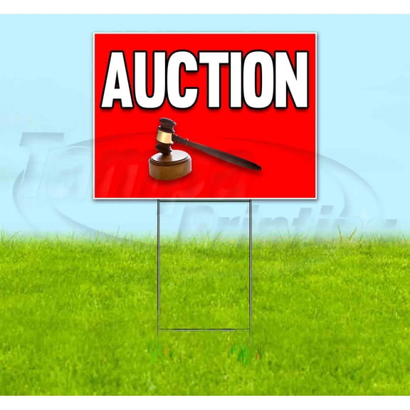 Auction (18" x 24") Yard Sign, Includes Metal Step Stake