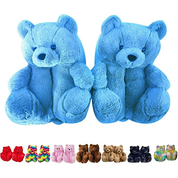 ZECATLWomen Plush Teddy Bear Slippers Home Indoor, Teddy Bear Slippers, Soft Anti-Slip Faux Fur Cute Slippers Winter Warm Shoes Cartoon Floor