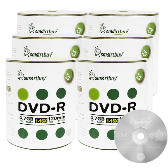 600 Pack Smartbuy 16X DVD-R 4.7GB 120Min Logo (Non-Printable) Data Blank Media Recordable Disc