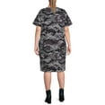 thumbnail image 3 of Terra & Sky Women's Plus Size V-Neck T-Shirt Dress with High Low Hem, 3 of 5