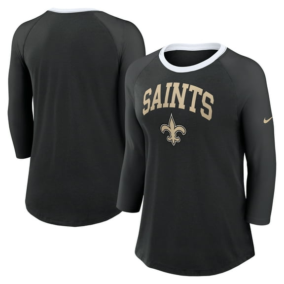 Women's Nike Black New Orleans Saints 3/4 Sleeve Raglan Fashion Top