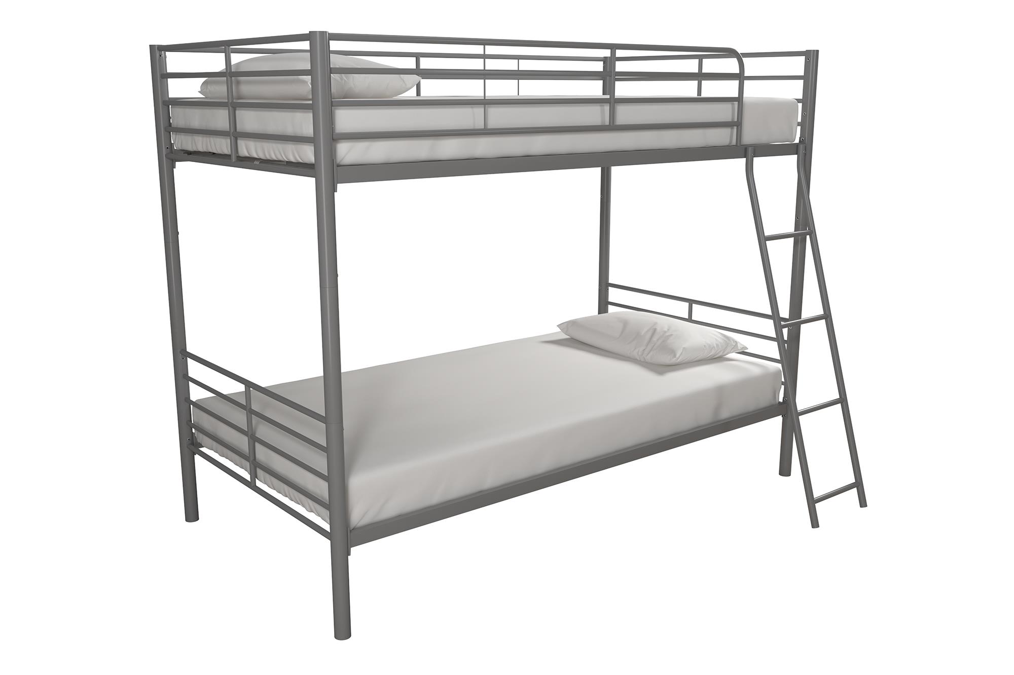 Mainstays Convertible Twin over Twin Metal Bunk Bed, Silver - image 4 of 26