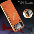 thumbnail image 4 of Protective Case Compatible Samsung Galaxy Z Flip 4 5g Ring Case with Camera Screen Protector 2022,Shockproof PU Leather Cover Flip Case for Samsung Galaxy Z Flip 4 Phone Case with Stand Orange, 4 of 7