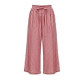 thumbnail image 5 of Wide Leg Plaid Pants with Pockets Women High Waist Drawstring Fashion Casual Trousers Versatile Comfy Pants, 5 of 6