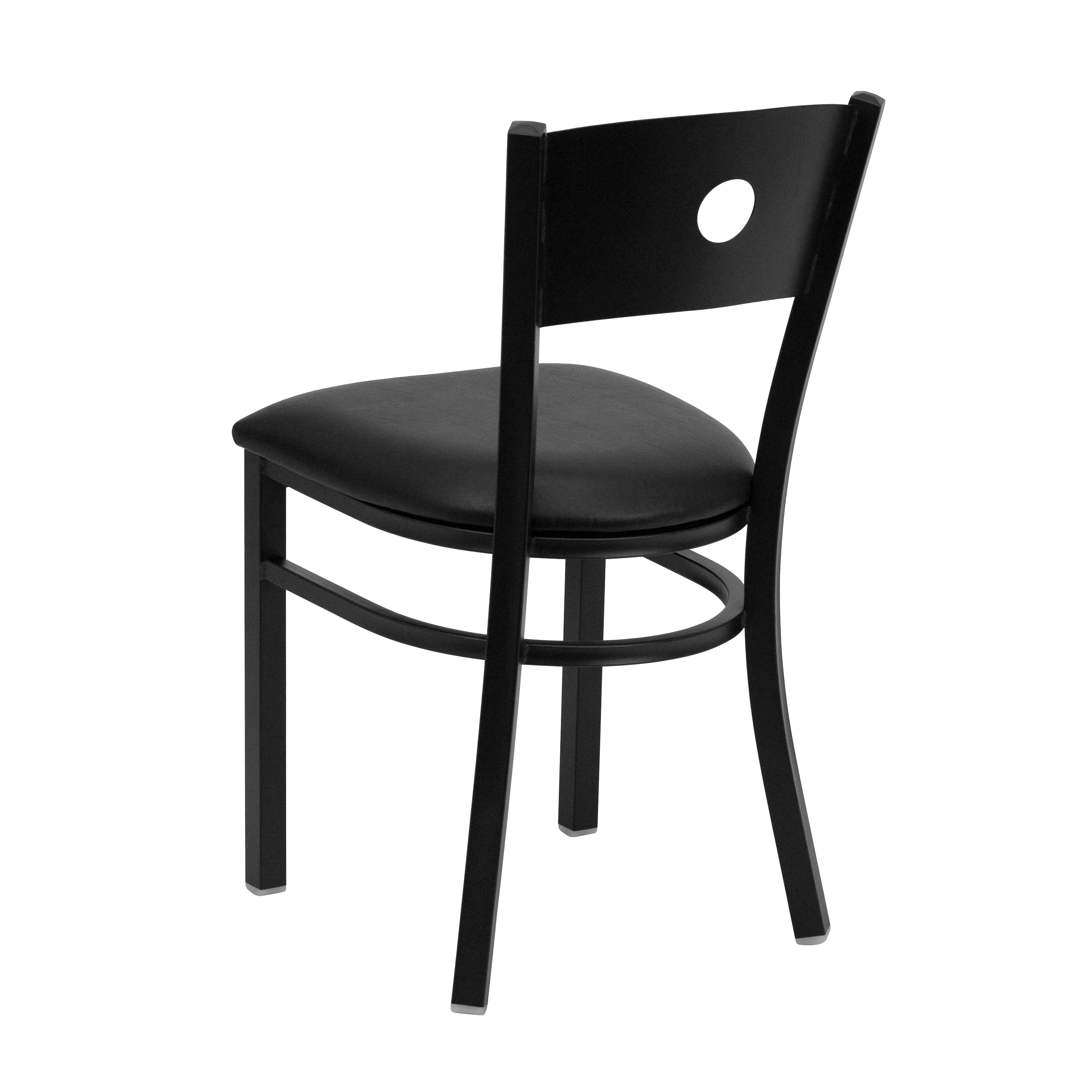 Flash Furniture 2 Pk. HERCULES Series Black Circle Back Metal Restaurant Chair - Black Vinyl Seat