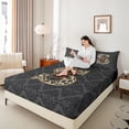 thumbnail image 4 of Homewish Bow Letter Monogrammed S 3pcs Twin Sheet Sets for Teens,Leopard Print Twin Fitted Sheet,Abstract Bohemian Damask Breathable Flat Sheet,Breathable Home Decor, 4 of 7