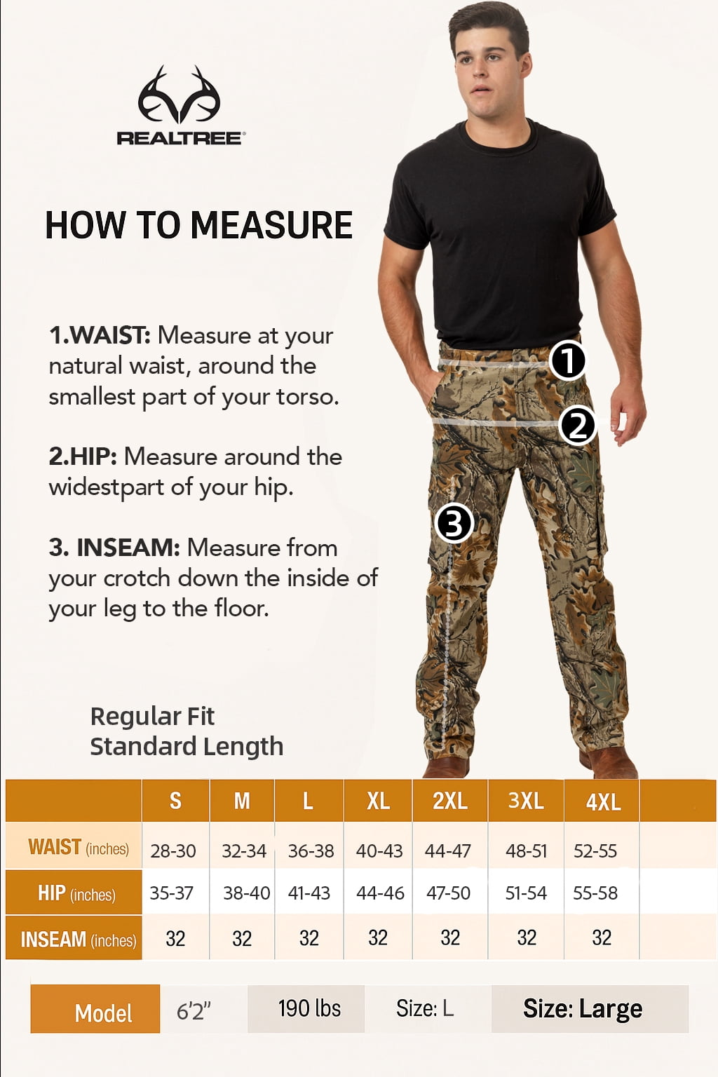 Realtree Men's All-Season Hunting Cargo Pants – Advantage Classic Camo, Stretch Fabric, 6 Pockets, Sizes S–5XL