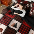 thumbnail image 4 of Homewish Jungle Deer Moose Bedding Comforter Set 7pcs, Rustic Tree Botanical King Bedding Sets, Brown Red Checkered Buffalo Reversible Bed Sheets, Lightweight Room Decor, 4 of 7