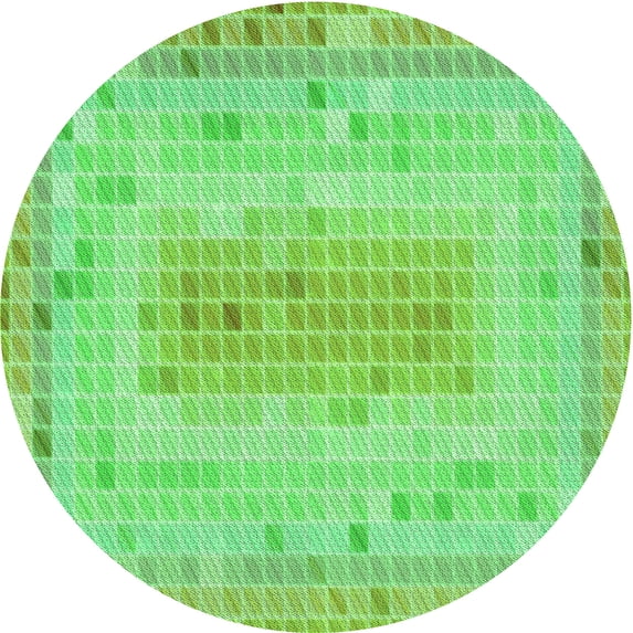 Ahgly Company Machine Washable Indoor Round Transitional Emerald Green Area Rugs, 3' Round