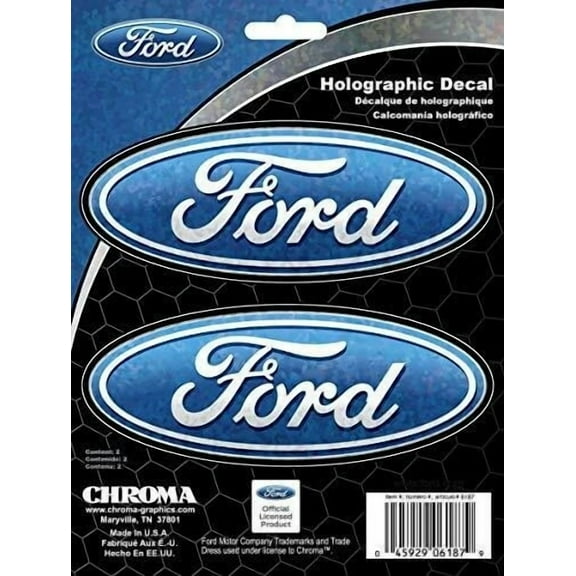 Chroma 6187 Holographic Ford Oval Decals - 5.5" X 2" - Two Decals