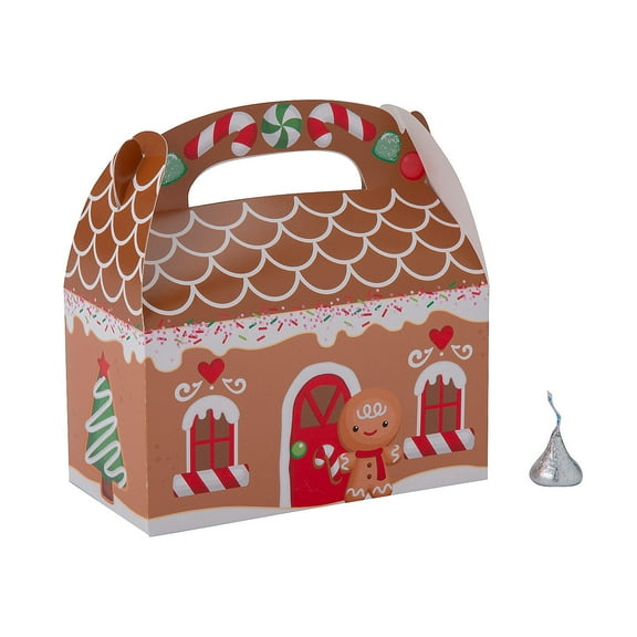 Fun Express 6 1/4" x 5 1/4" Religious Christmas Gingerbread Cardstock Favor Boxes - 12 Pieces