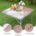 thumbnail image 4 of Pink Glitter White Marble Pattern Square Fitted Tablecloth with Elastic Edge,Square Table Cover,Washable Elastic Table Cover for Home Kitchen Party Decor 34"x34", 4 of 6