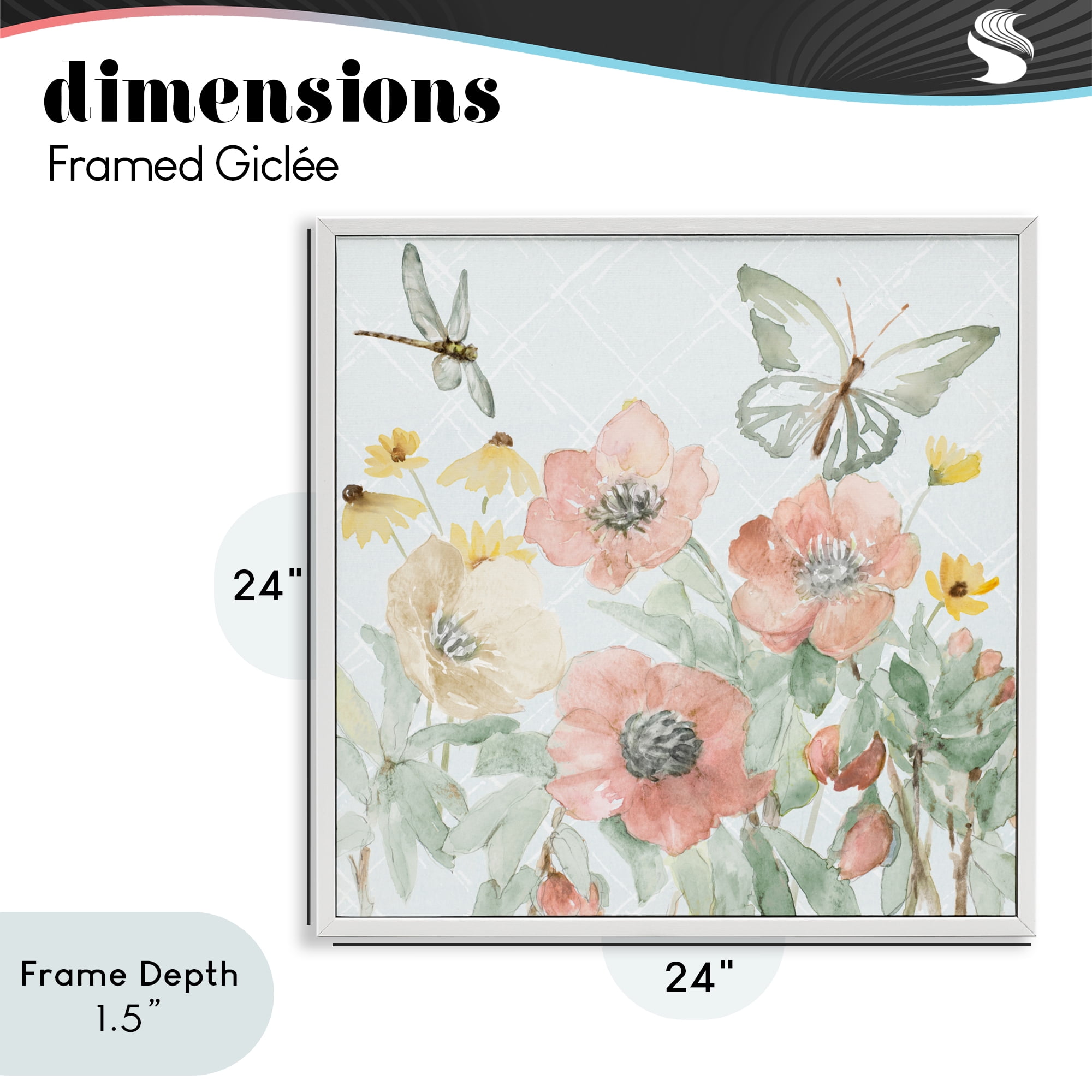 Stupell Industries Garden Joy Butterflies White Framed Giclee Art, design by Lanie Loreth