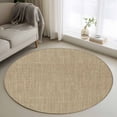 thumbnail image 3 of 3.3ft Washable Round Rug, Vintage Linen Non-Slip Circle Area Rug for Entryway Bedroom, Pastoral Brown Linen Texture Farmhouse Indoor Accent Floor Mat for Home Decor, 3 of 9