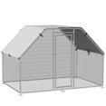 thumbnail image 1 of PawHut 9.2' x 6.3' Metal Chicken Coop, Galvanized Walk-in Hen House, Poultry Cage Outdoor Backyard with Waterproof UV-Protection Cover for Rabbits, Ducks, 1 of 10