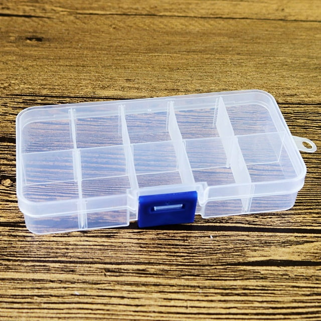 Allume Jewelry Organizer, Small Plastic Jewelry Box(10 grids) with Movable Dividers Earring Storage Containers Clear