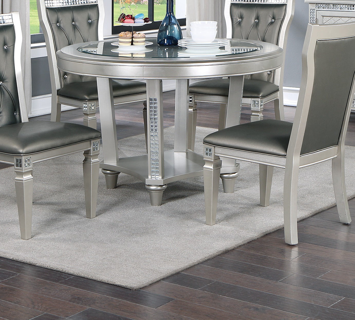 Nova 120cm Round Glass Dining Table + Lanna Chairs