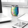 thumbnail image 3 of 12oz Stemless Wine Tumblers Rainbow Tie Dye Mandala Pattern Vacuum Insulated Stainless Steel Travel Tumbler Cups Mug with Lid and Straw for Champaign,Cocktail,Beer with Cleaning Brush, 3 of 5