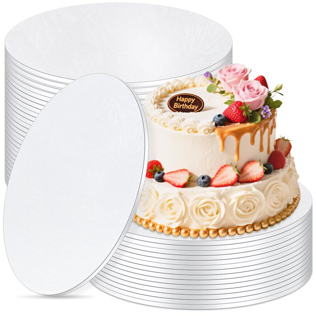 Cake Drum Ciyufavo, base redonda de cartón blanco de 14 pulgadas, paquete de 12