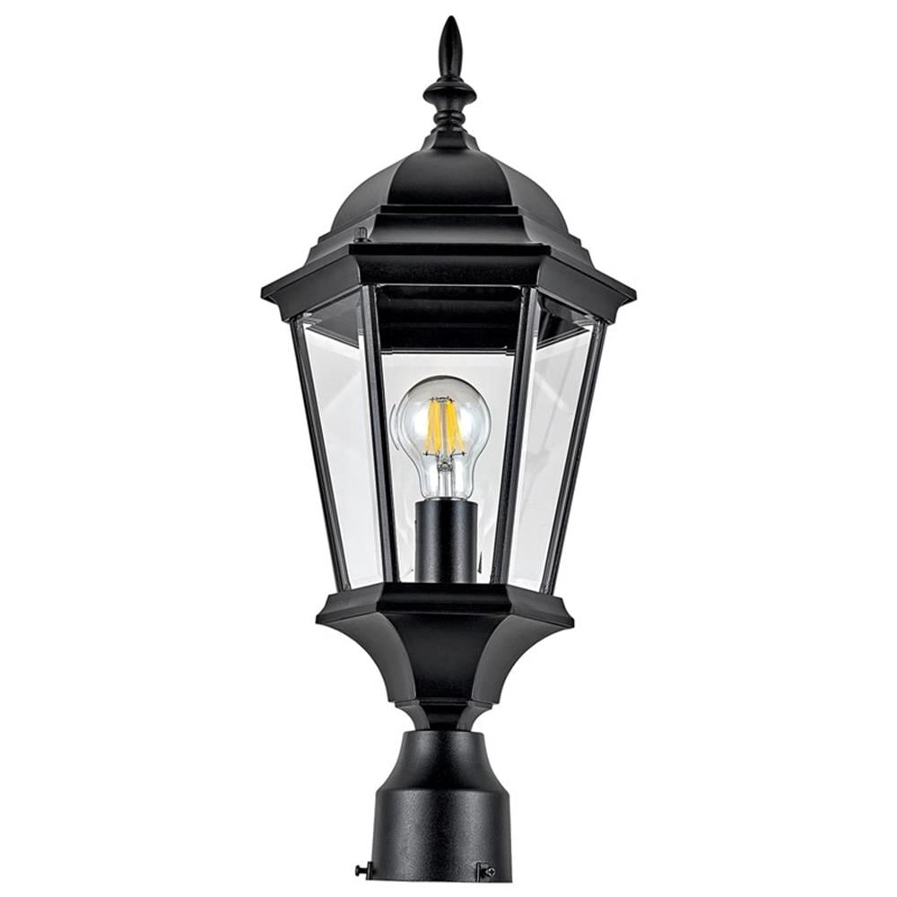 Pemberly Row Oak Creek Outdoor Aluminum Light and Lamp Post in Black