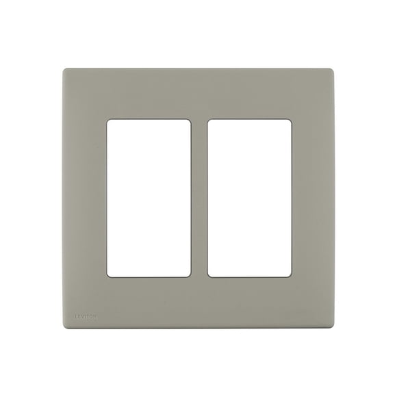 Placa de pared Leviton Renu de dos elementos, sin tornillos, a presión, madera ahumada