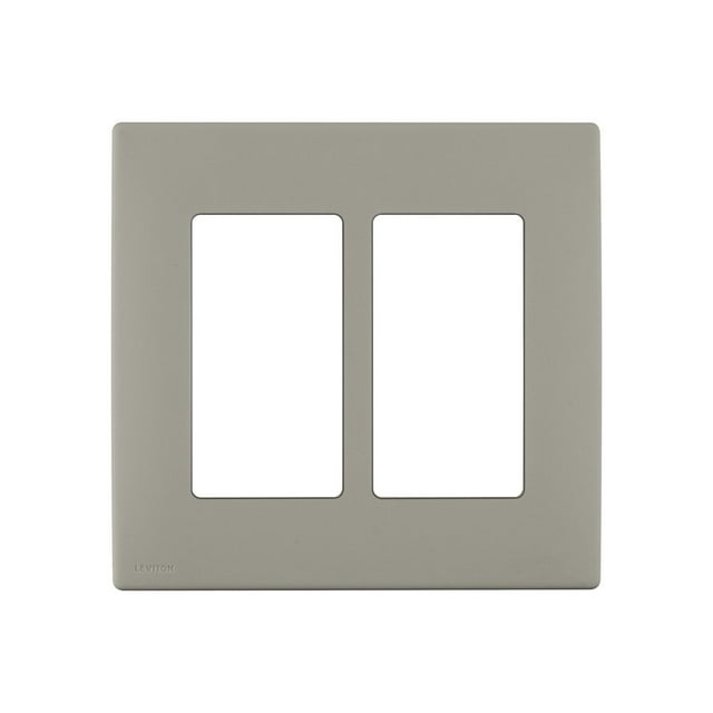 Placa de pared Leviton Renu de dos elementos, sin tornillos, a presión, madera ahumada