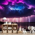 thumbnail image 7 of Enchanted Forest Wallpaper Dramatic Thunderstorm Purple Blue Sky Strikes Peel and Stick Wall Murals 69"H x 96"W Removable PVC Wall Paper Self-Adhesive Wall Paintings for Bedroom Living Room, 7 of 7