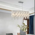 thumbnail image 2 of Silver Oval Crystal Chandelier Modern Ceiling Light for Dining Room Living Room Foyer – Elegant Hanging Crystals, Adjustable Height (Bulbs Not Included), 2 of 10