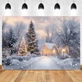 thumbnail image 4 of Winter Christmas Tree Backdrop Photography Snow Path Hut Natural Landscape Kids Family Portrait Photocall Background Photo Props, 4 of 5