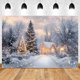 thumbnail image 4 of Winter Christmas Tree Backdrop Photography Snow Path Hut Natural Landscape Kids Family Portrait Photocall Background Photo Props, 4 of 5