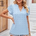 thumbnail image 5 of XuJwPNcy Women's Blouse V Neck Shirt Dressy Casual Work Tops Chiffon Blouse Summer Petal Short Sleeve Tunic Shirts, 5 of 5