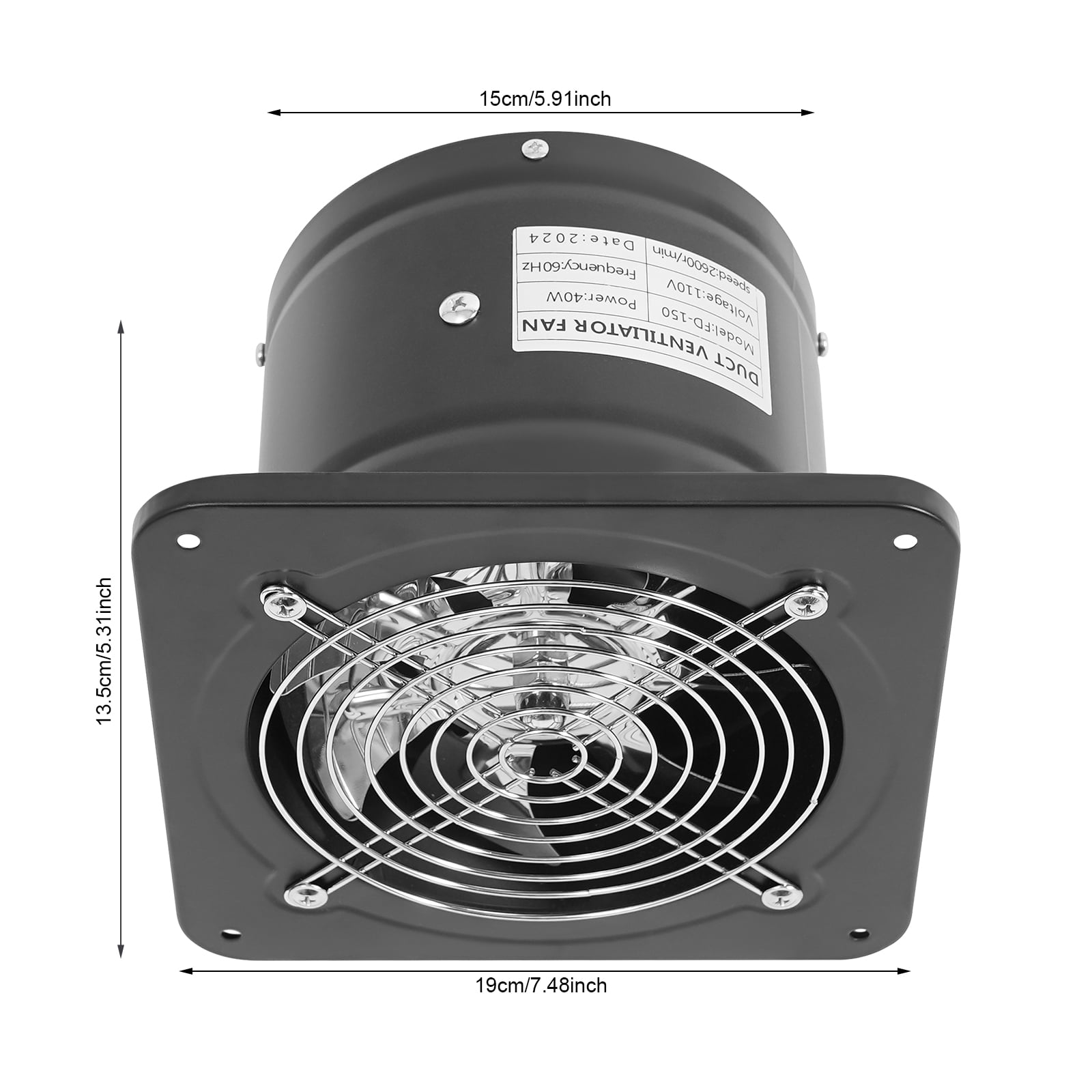 6in Exhaust Fan Wall Exhaust Fan for Kitchen Bathroom Metal Extractor Fan for Attic, Garage Ventilation