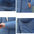 thumbnail image 3 of Hvyesh Women Quilted Long Puffer Jacket Faux Fur Hooded Puffer Coat Trendy Zip Up Winter Long Coats Sky Blue L, 3 of 9