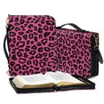 thumbnail image 3 of FOR U DESIGNS Leopard Print Bible Case for Men Size L Portable Leather Bible Cover with Adjustable Strap Bible Bag Bible Covers for Women with Handle Sturdy Leather Bible Cover Bible Accessory, 3 of 7