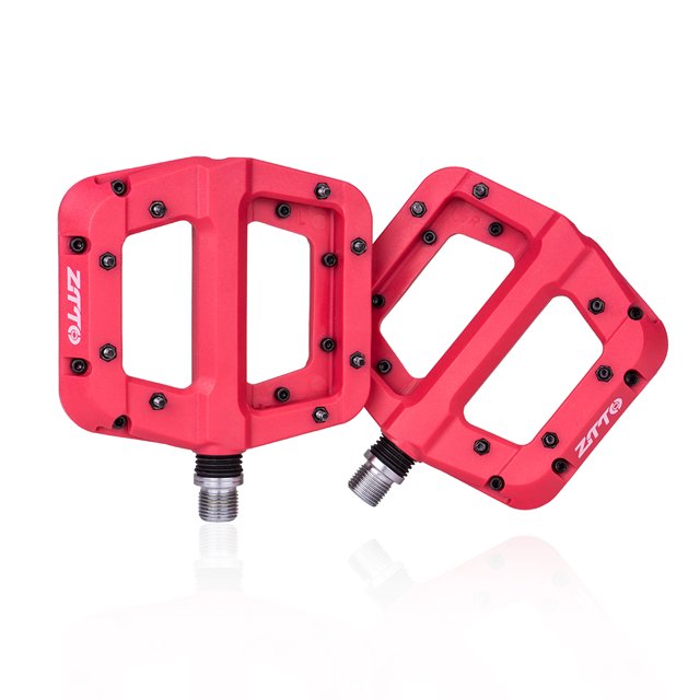 Pédales de Vélo de Montagne en Fibre de Nylon Rouges avec Roulements Lisses, Grande Plateforme Antidérapante, Taille d'Installation 9/16 Pouces, Légères 323 g Chacune, Convenant aux Vélos Tout-Terrain et à Engrenages Fixes, Ensemble de 2