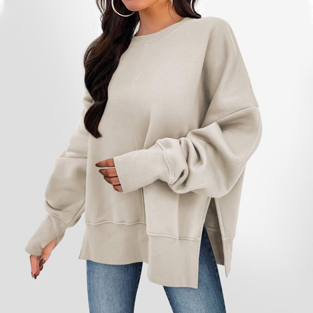 WILLBEST Chandail à Capuchon Ensemble pour Femmes, Manches Longues, Couleur Unie, Col Rond Fendu, Sweat à Capuche Sans Tête, Chandails en Molleton Surdimensionnés