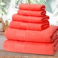thumbnail image 5 of MALLONI HOME Ultra Soft 6 Pack Cotton Towel Set, Contains 2 Bath Towels 28x55 inch, 2 Hand Towels 16x24 inch & 2 Wash Coths 12x12 inch, Ideal for Everyday use, Compact & Lightweight - Coral Orange, 5 of 8