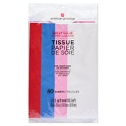 American Greetings All Occasion Tissue Paper, White, Red, Pink, Blue, 20 in. x 20 in. (4 colors, 40-Sheets)